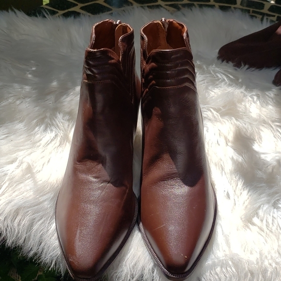 Amanda Smith ankle boots brown western back zip 8 - Picture 6 of 10